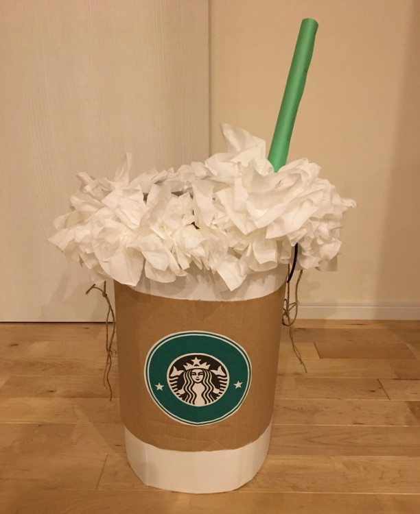 スタバ風コスチューム♡フラペチーノコスプレの作り方♪ ダンボールDIY