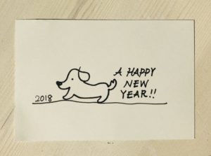 一筆描きや簡単な犬のイラスト年賀状♪